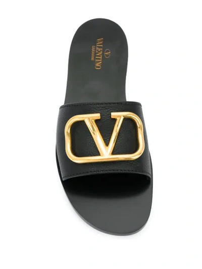 Shop Valentino Vlogo Slides In Black