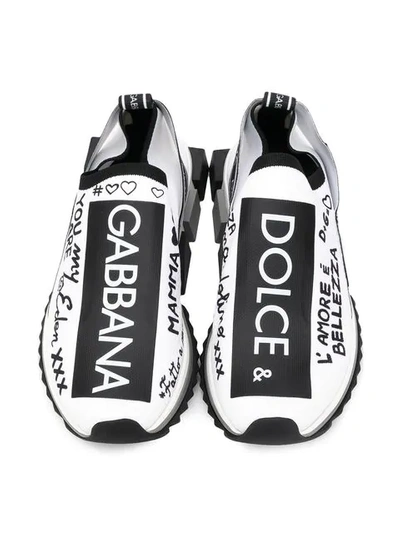 Shop Dolce & Gabbana Branded Slip-on Sneakers In White