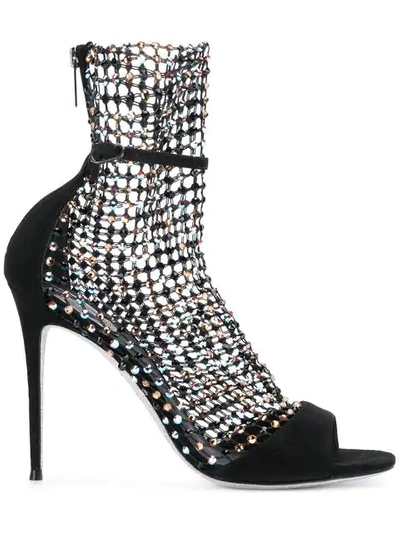 crystal net sandals