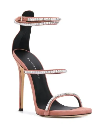 Shop Giuseppe Zanotti Gemstone Heeled Sandals In Pink