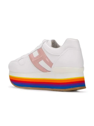 Shop Hogan Rainbow Platform Sneakers In White