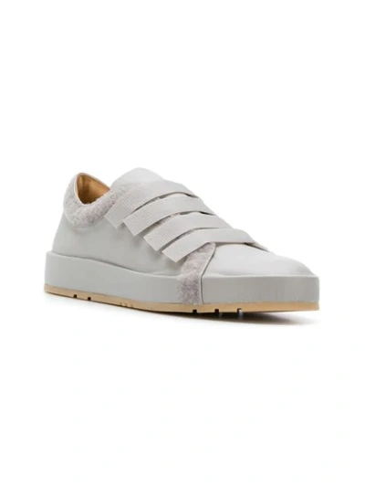 Shop Jil Sander Touch Strap Low Top Sneakers - Grey