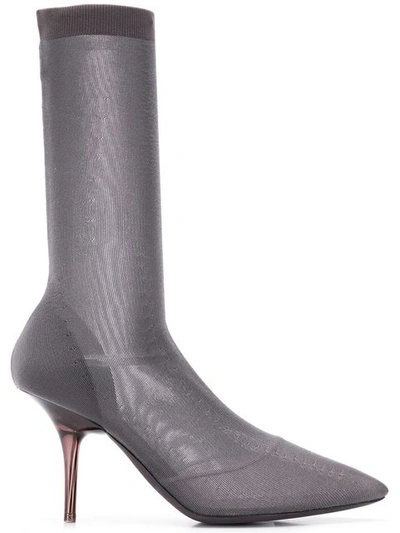 Shop Yeezy Transparent Ankle Boots In Grey