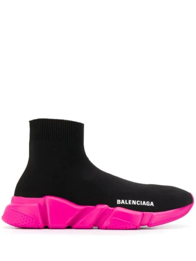 Shop Balenciaga Speed Knit Sneakers In 1000 - Black