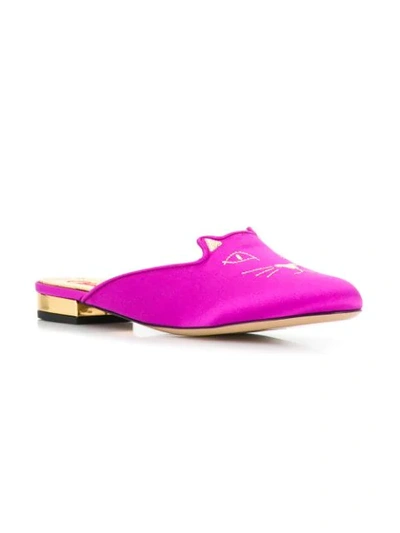 Shop Charlotte Olympia Kitty Mules In Pink