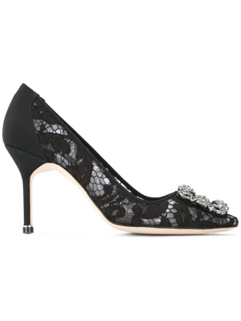 manolo blahnik hangisi lace pumps