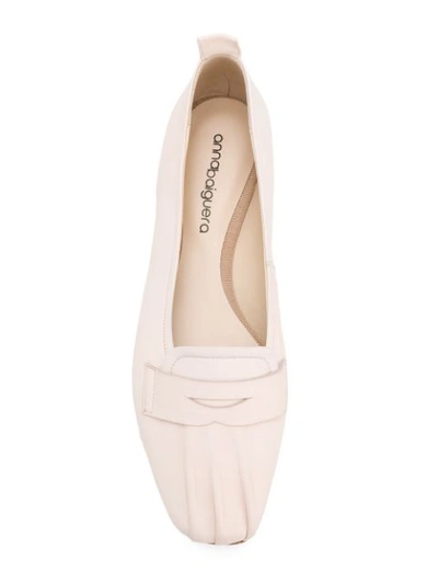 Shop Anna Baiguera Pleated Toe Loafers In Neutrals