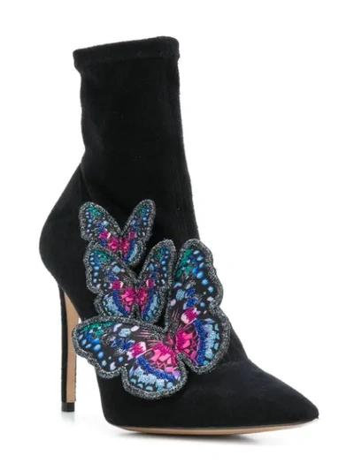 Sophia Webster Riva Appliquéd Stretch-suede Sock Boots In Black