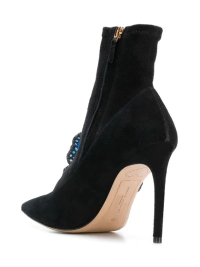 Sophia Webster Riva Appliquéd Stretch-suede Sock Boots In Black