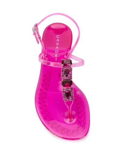 Shop Casadei Crystal Embellished Sandals - Pink