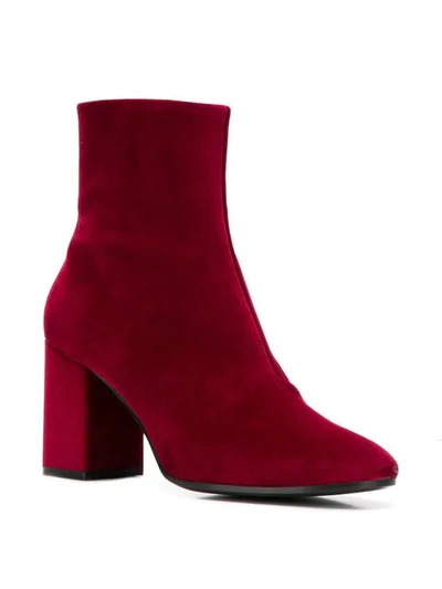 Shop Balenciaga Logo Heel Ankle Boots In Red