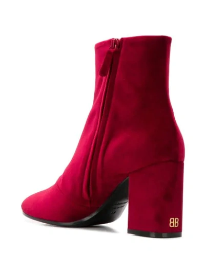 Shop Balenciaga Logo Heel Ankle Boots In Red
