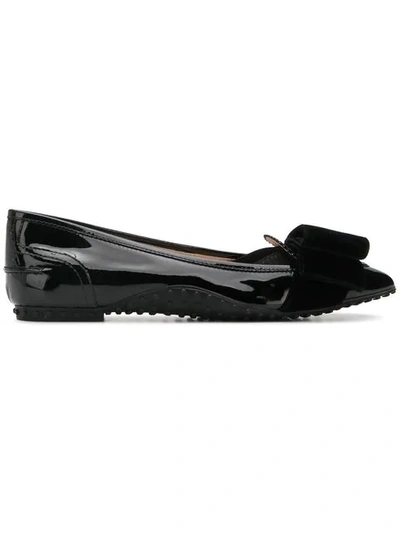 Shop Tod's Ballerinas With A Bow Detail In Black