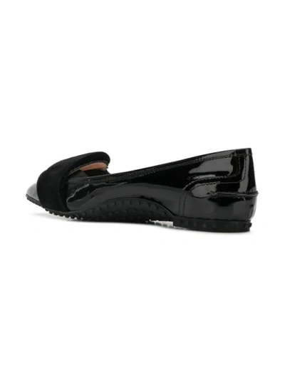 Shop Tod's Ballerinas With A Bow Detail In Black