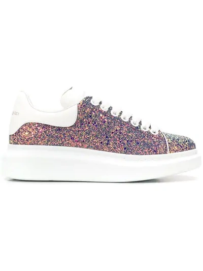 ALEXANDER MCQUEEN GLITTER-EFFECT SNEAKERS - 白色