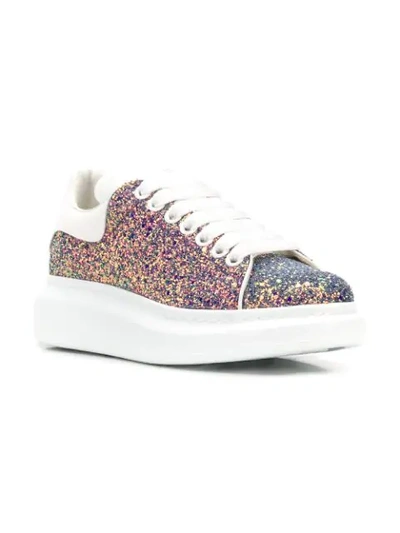 ALEXANDER MCQUEEN GLITTER-EFFECT SNEAKERS - 白色