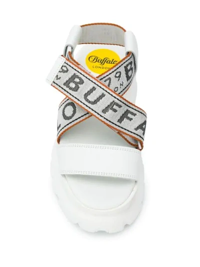 Shop Buffalo Logo Strap Sandals In White