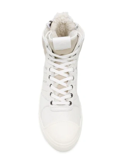 Shop Moncler Ankle Lace-up Sneakers In White