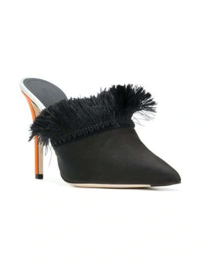 Shop Marco De Vincenzo Fringe Detail Mules In Black