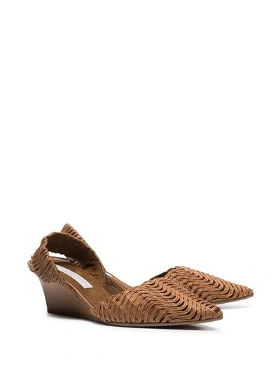 Shop Stella Mccartney Woven Slingback Pumps In Brown