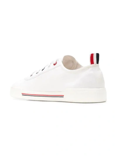 Shop Thom Browne 4-bar Paper Label Canvas Trainer In White