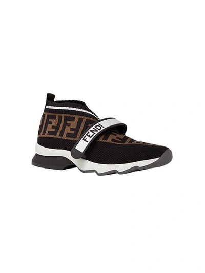 Shop Fendi Rockoko Ff Motif Inlay Sneakers In Black