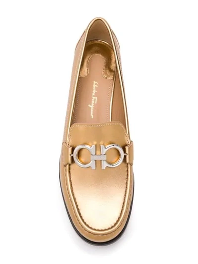 Ferragamo Gancio Loafers In Gold