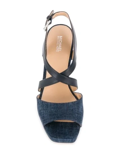 Shop Michael Michael Kors Denim Platform Sandals In Blue