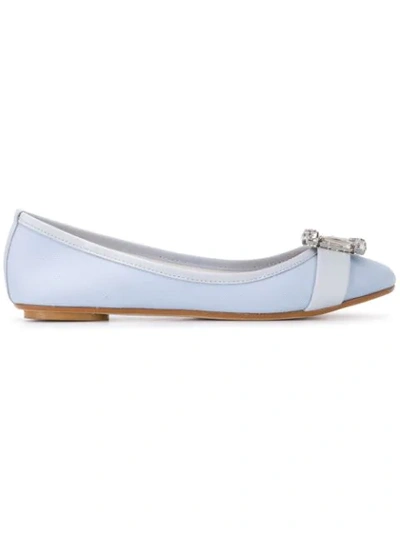 Shop Anna Baiguera Buckle Appliqué Ballerinas In Blue