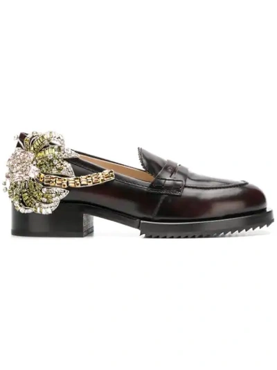 Shop N°21 Crystal Patch Chunky Loafers In Red