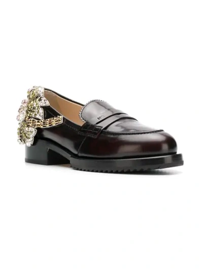 Shop N°21 Crystal Patch Chunky Loafers In Red