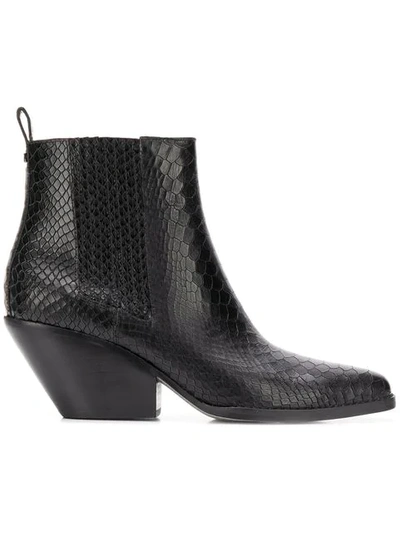 Shop Michael Michael Kors Snakeskin Effect Ankle Boots - Black