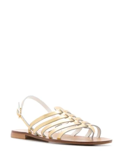 FABIO RUSCONI METALLIC STRAPPY SANDALS - 金色