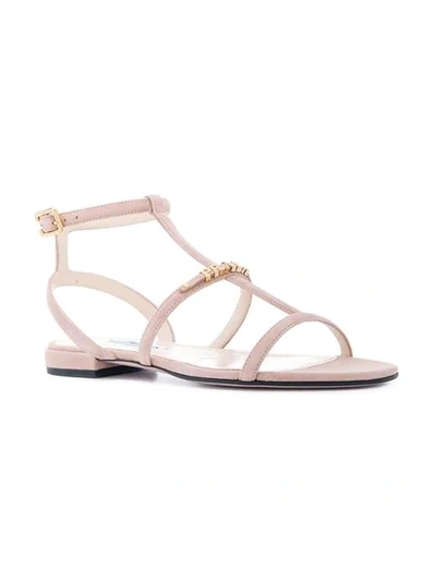 Shop Prada Strappy Sandals In Neutrals