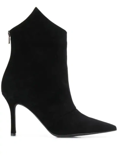 Shop Marc Ellis Pointed Toe Heel Boots In Camoscio Nero