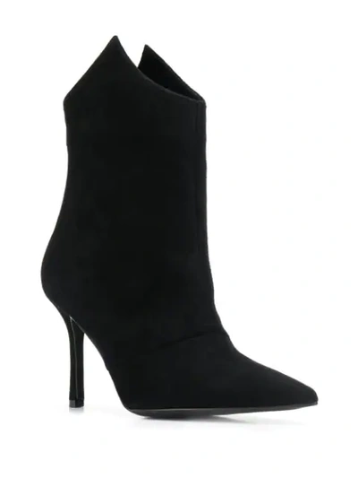 Shop Marc Ellis Pointed Toe Heel Boots In Camoscio Nero