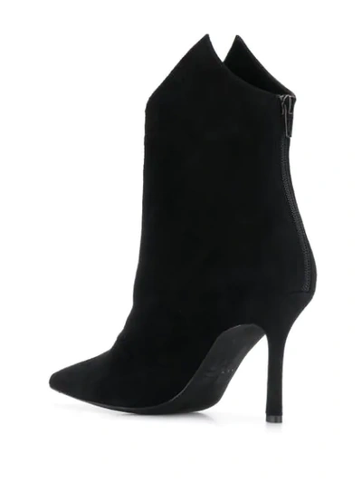 Shop Marc Ellis Pointed Toe Heel Boots In Camoscio Nero