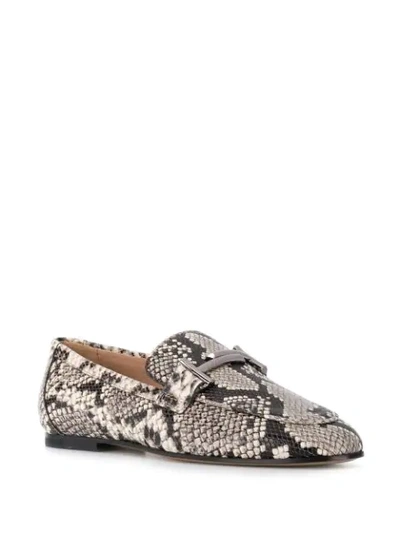 Shop Tod's Snake Effect Loafers In Black