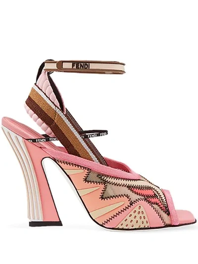 Shop Fendi 105 Mesh Slingback Sandals - Pink