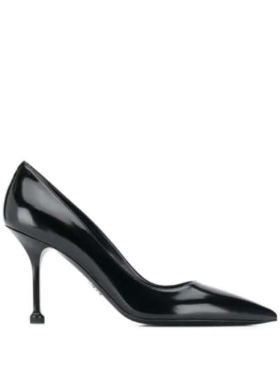 Shop Prada Pointed Toe Mid-heeled Pumps In Black