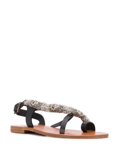 Shop Antik Batik Bossa Bead Embroidery Sandals In Black