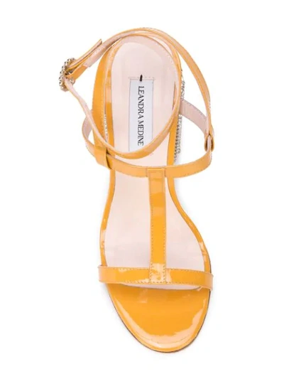 Shop Leandra Medine Embellished Heel Sandals In Yellow