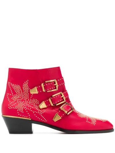 Shop Chloé Susanna Ankle Boots In Red