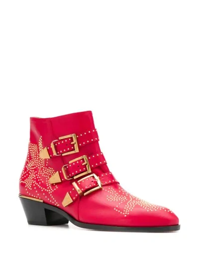 Shop Chloé Susanna Ankle Boots In Red