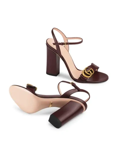 Shop Gucci Leather Sandal With Double G In 6629 Bordeaux
