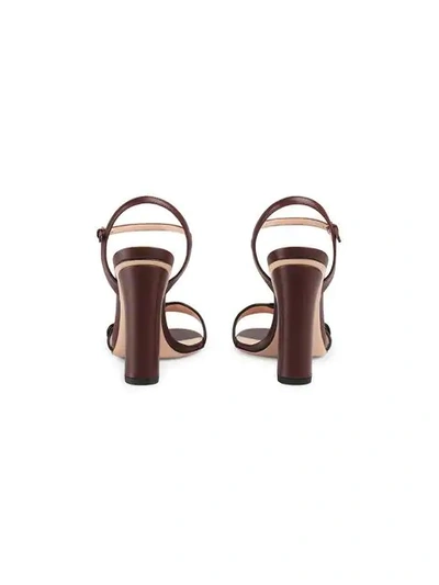 Shop Gucci Leather Sandal With Double G In 6629 Bordeaux