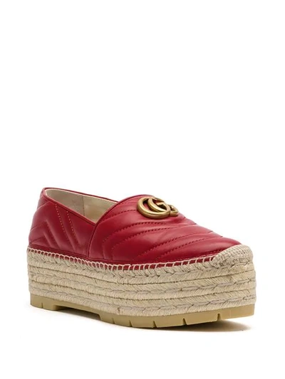 Shop Gucci Gg Logo Platform Espadrilles In Red