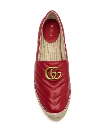 Shop Gucci Gg Logo Platform Espadrilles In Red