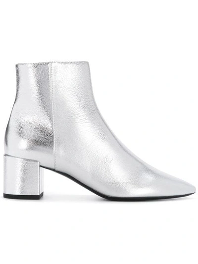 Shop Saint Laurent Loulou Ankle Boots In Grey