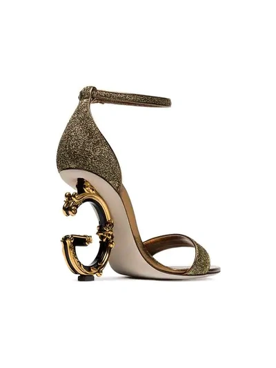 Shop Dolce & Gabbana G Glitter Sandals In Gold